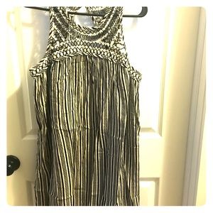 Black and ivory striped sundress